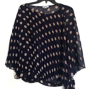 Verty Blue Polka Dot Mesh Top